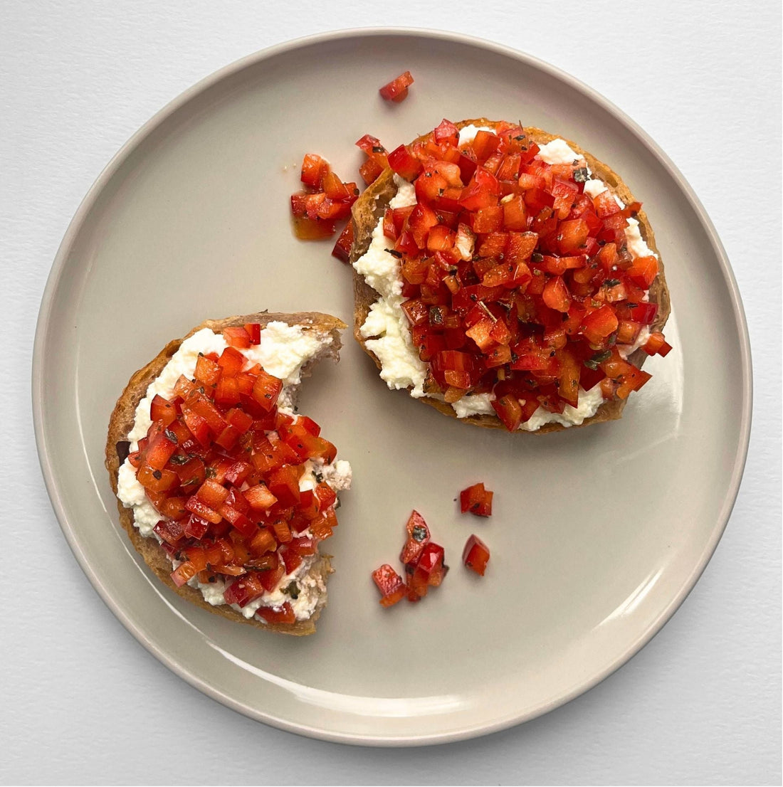 Beyond the Tomato; A Bruschetta Series Part1: Bell Pepper and Ricotta Bruschetta: A Fresh, High-Definition Crunch