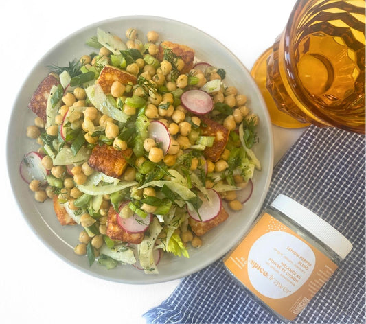 The “Spoonable” Salad: Golden Halloumi & Chickpea Salad with Fennel and Lemon-Pepper Vinaigrette