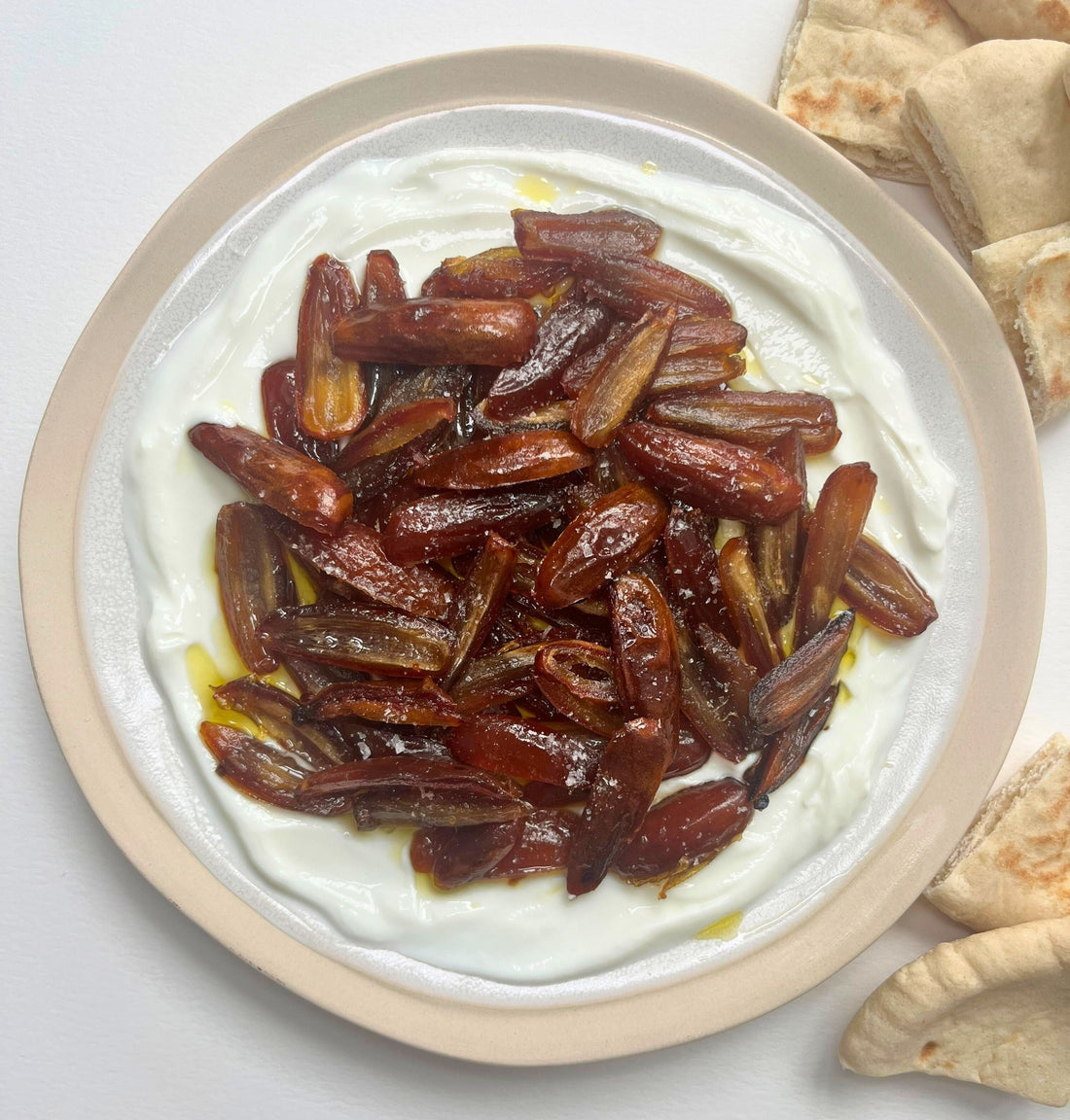 Things on Labneh, Part 3: Warm, Jammy Dates Over Labneh