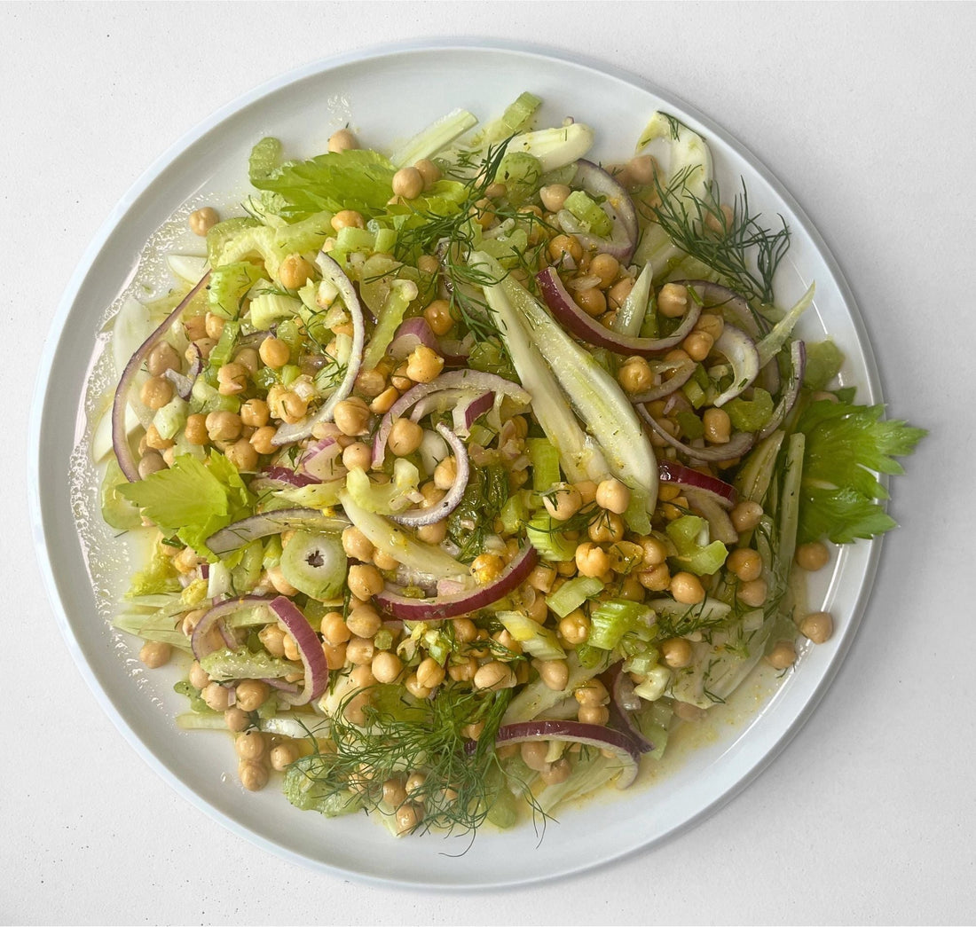 Chickpea Salad With Fennel, Celery and Lemon Pepper Dressing
