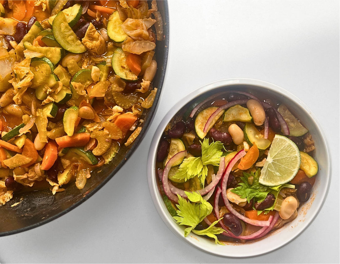 Summer Vegetable and Bean Braise with Pickled Onions